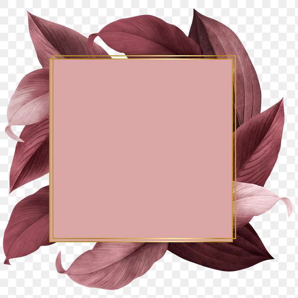 Square gold frame, editable leaf design