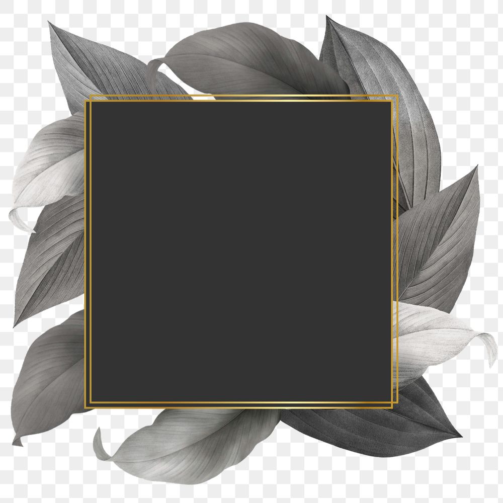 Square gold frame, editable leaf design