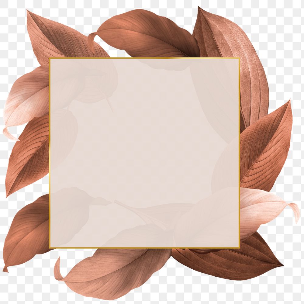 Square gold frame, editable leaf design