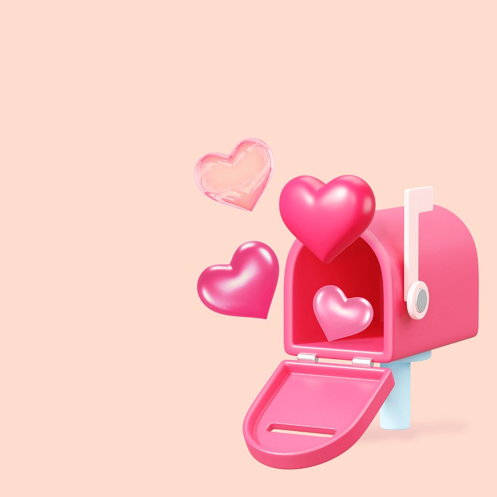 3D pink mailbox background, Valentine's celebration remix, editable design