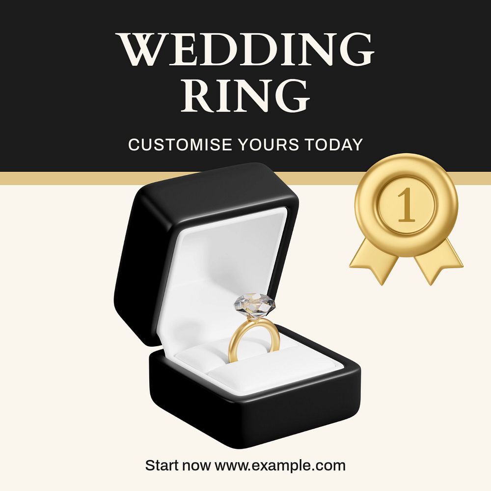 Wedding ring Instagram post template, editable text