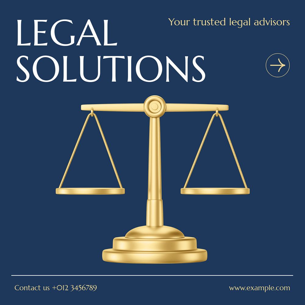 Legal solution Instagram post template, editable text