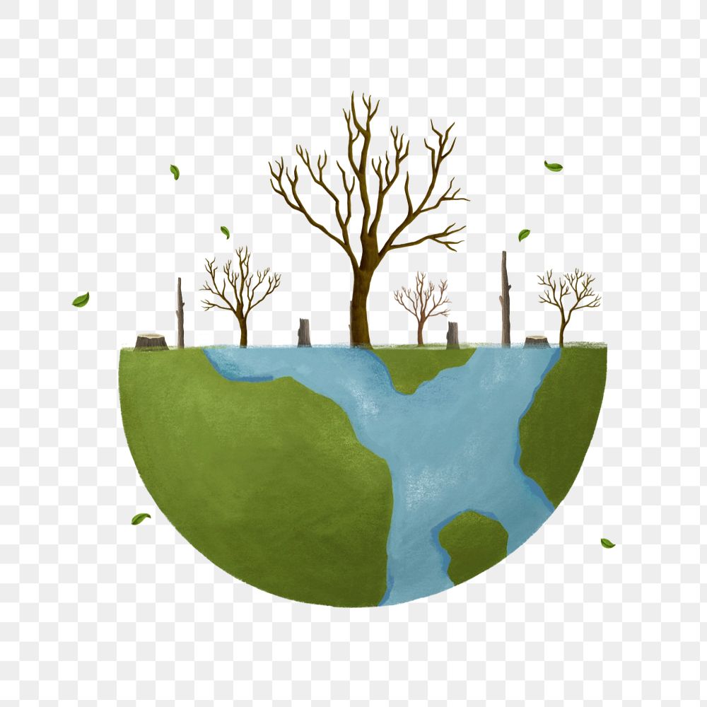 Leafless tree globe png, environment illustration, editable design