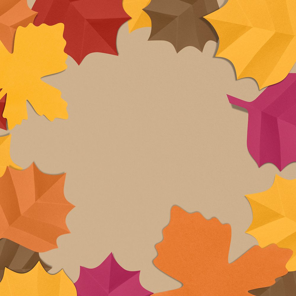 Paper craft leaf frame background, editable design