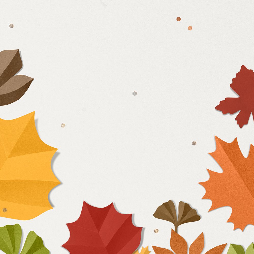 Paper craft leaf border background, editable design