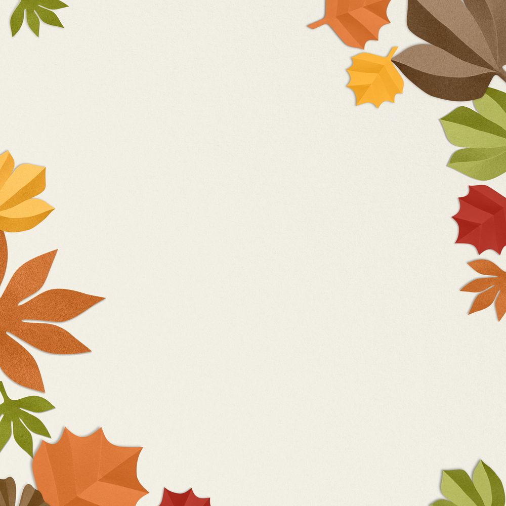 Paper craft leaf border background, editable design