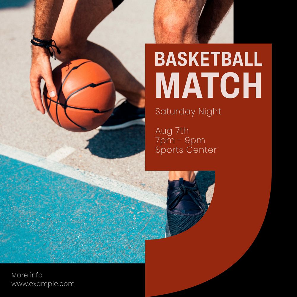 Basketball match Instagram post template, editable social media design