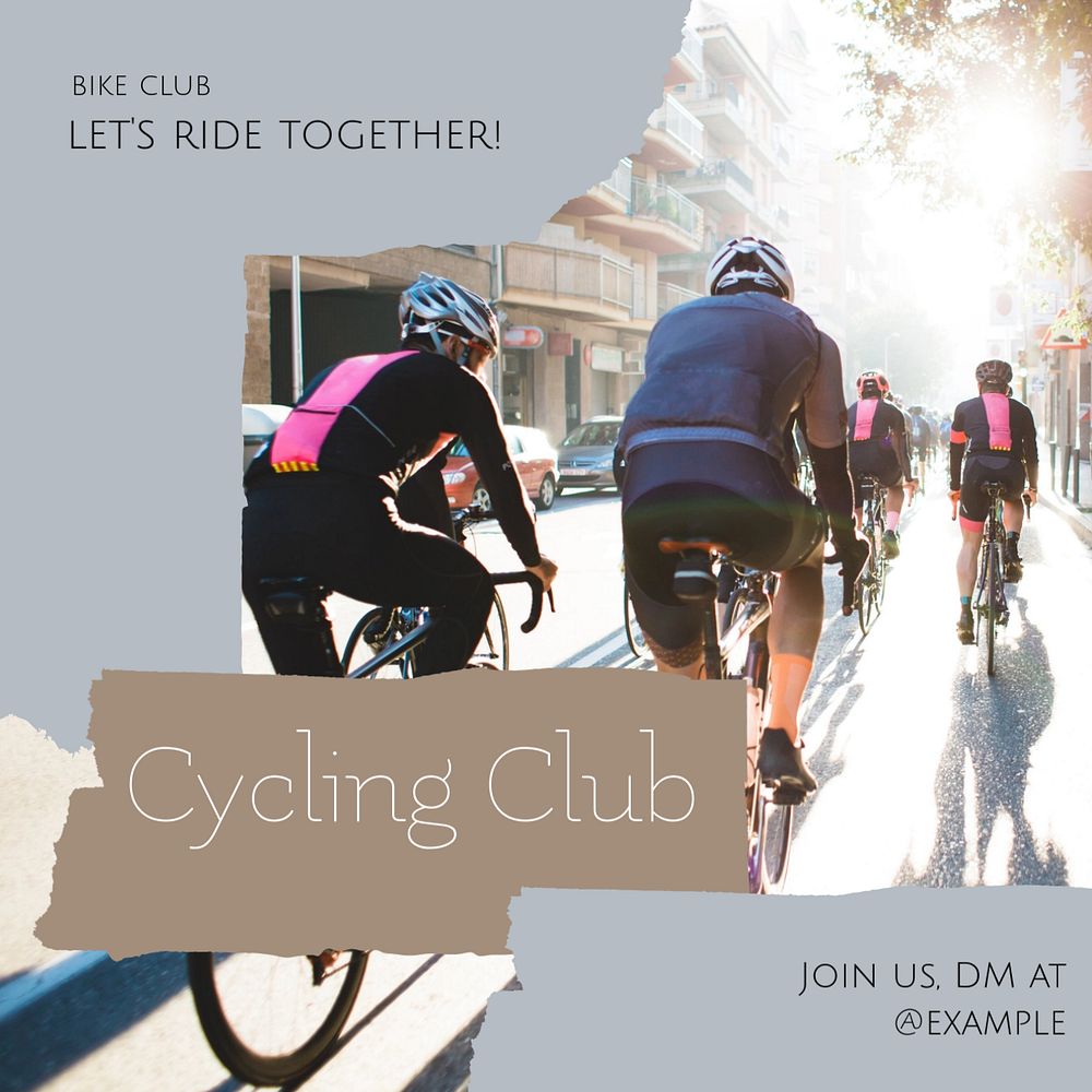 Cycling club Instagram post template, editable social media design