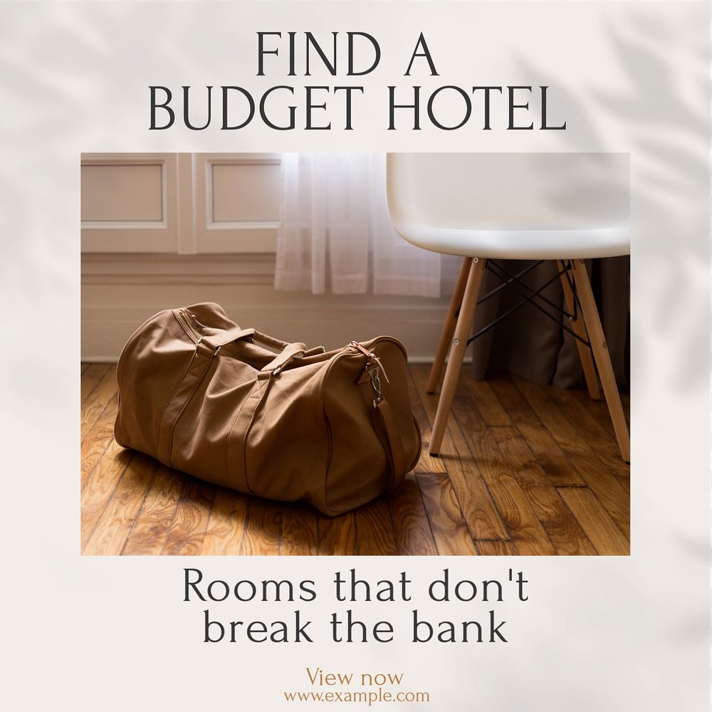 Budget hotel Instagram post template, editable social media design