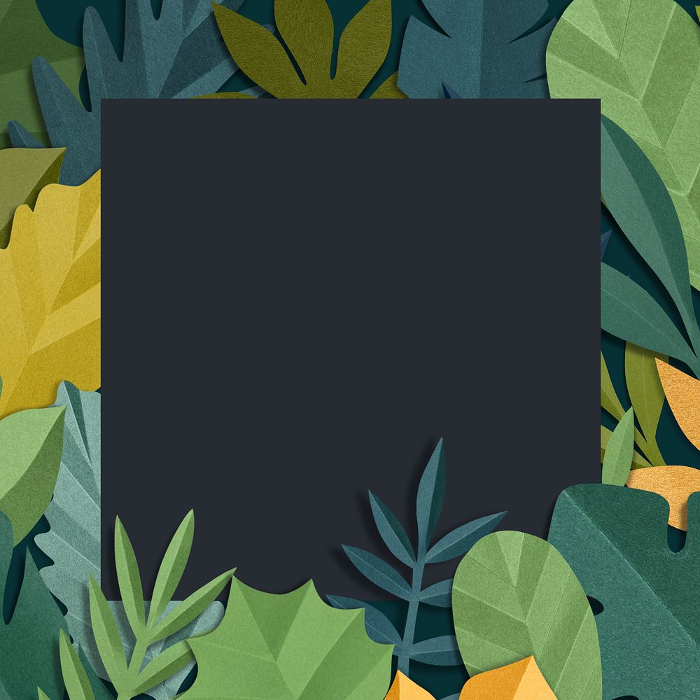 Paper craft leaf frame background, editable design