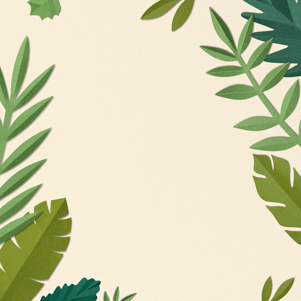 Paper craft leaf border background, editable design