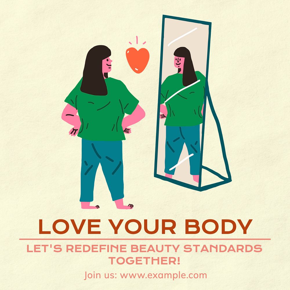 Body image Instagram post template, editable text