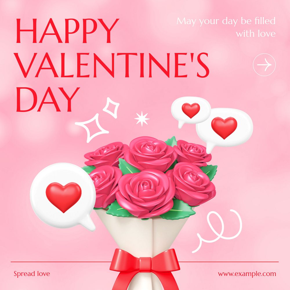 Happy Valentine's Day Instagram post template, editable text