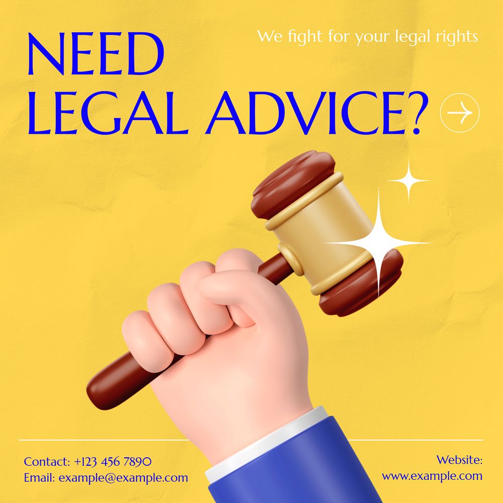 Need legal advice? Instagram post template, editable text