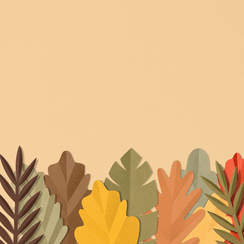 Paper craft leaf border background, editable design