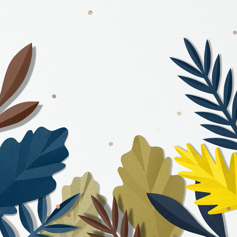 Paper craft leaf border psd, editable design