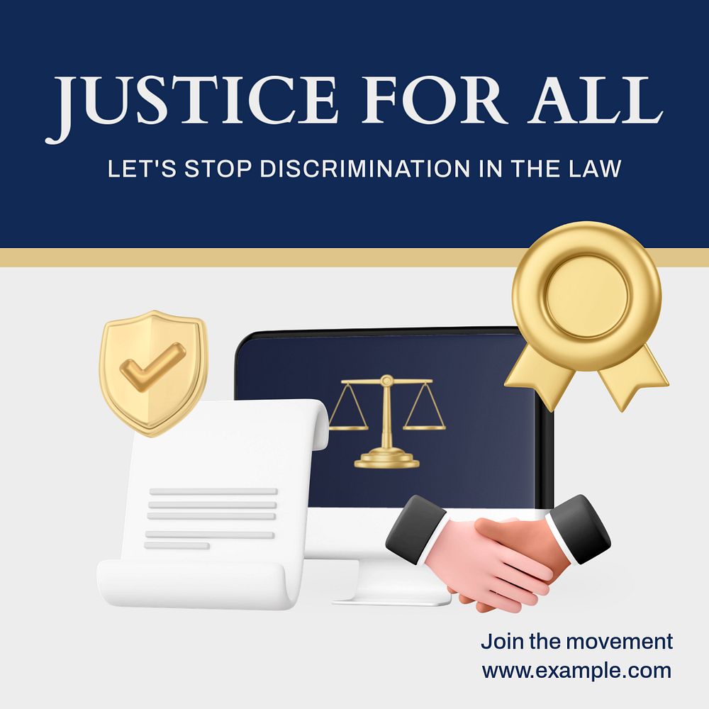 Discrimination in law Instagram post template, editable text