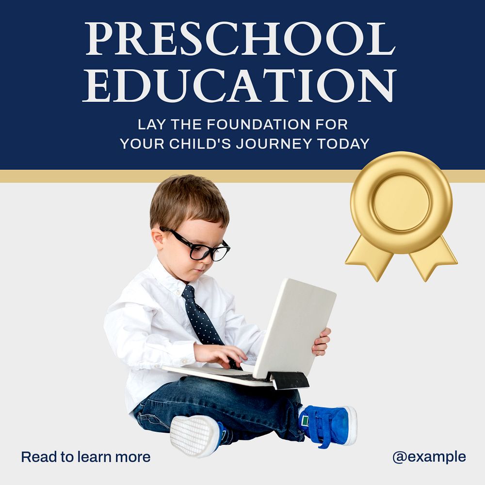 Preschool education Instagram post template, editable text