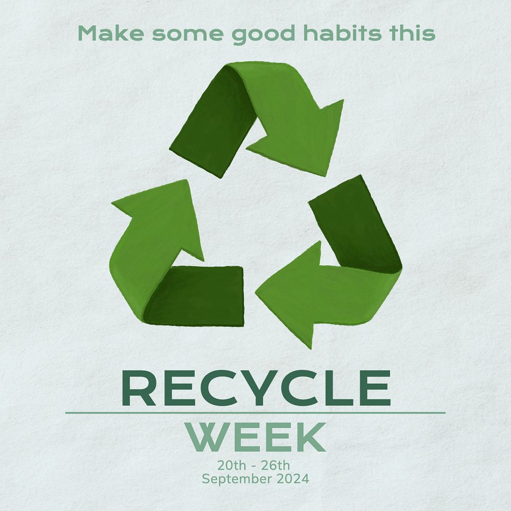 Recycle week Instagram post template, editable text