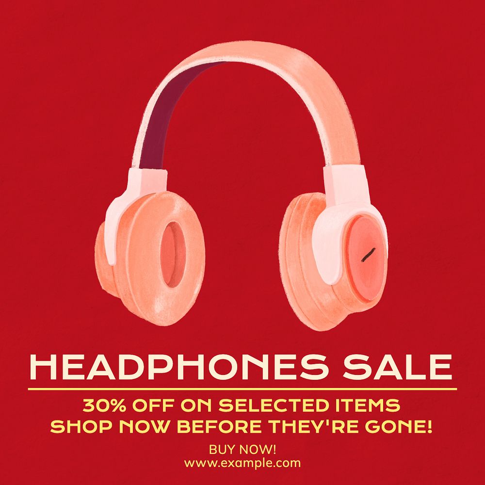 Headphones sale Instagram post template, editable text