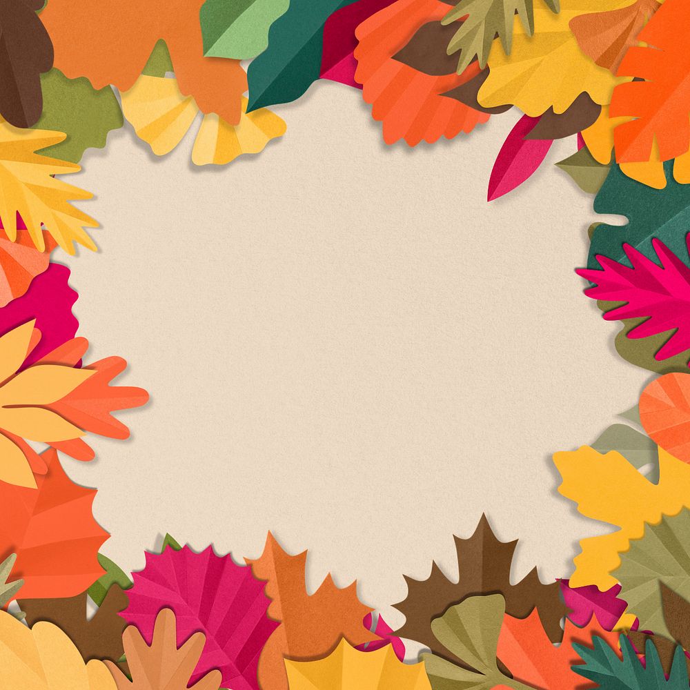 Paper craft leaf frame background, editable design