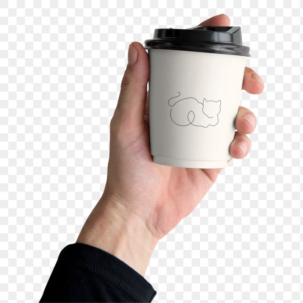 Coffee cup png mockup element, editable disposable product packaging design