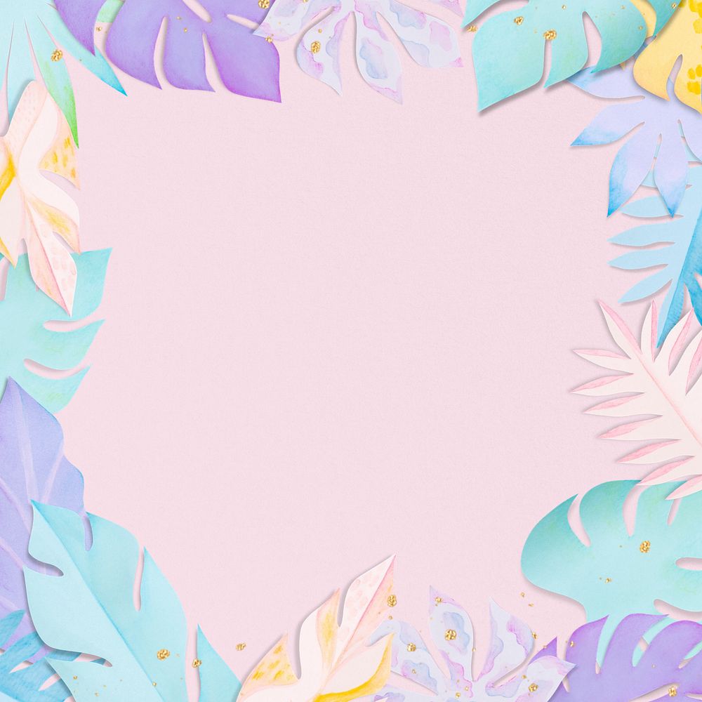 Paper craft leaf frame background, editable design