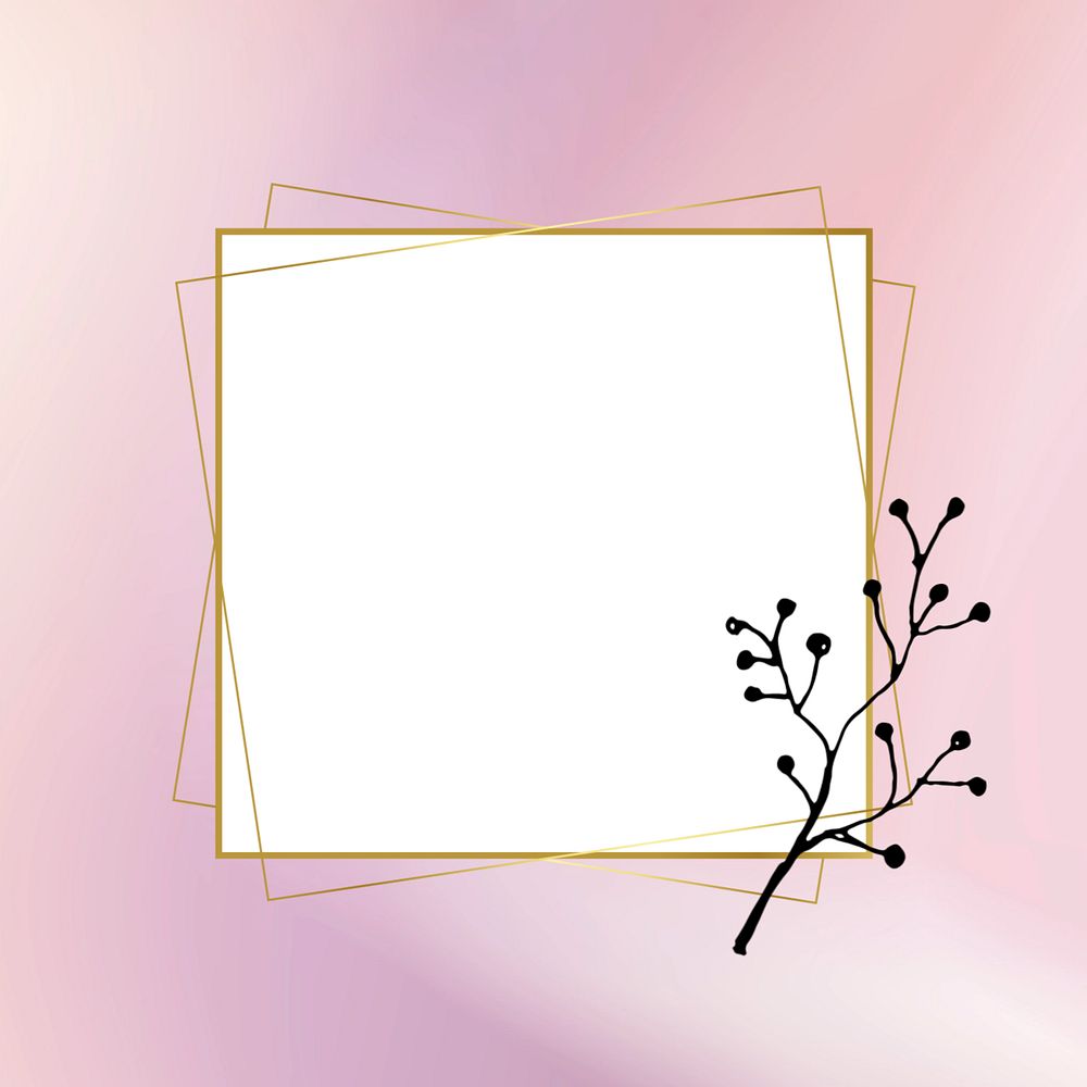 Gold square frame, editable floral collage remix