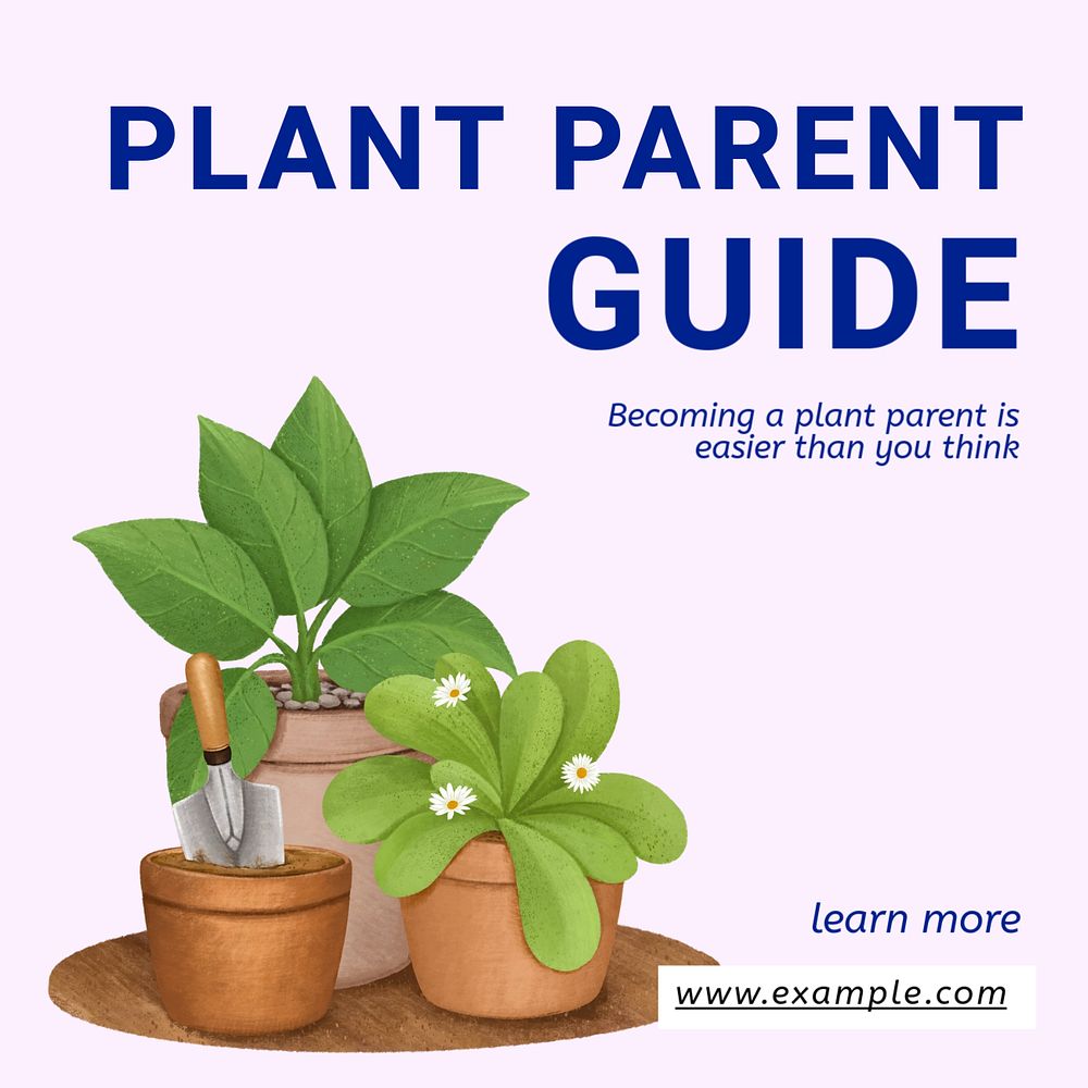 Plant parent guide Instagram post template, editable text