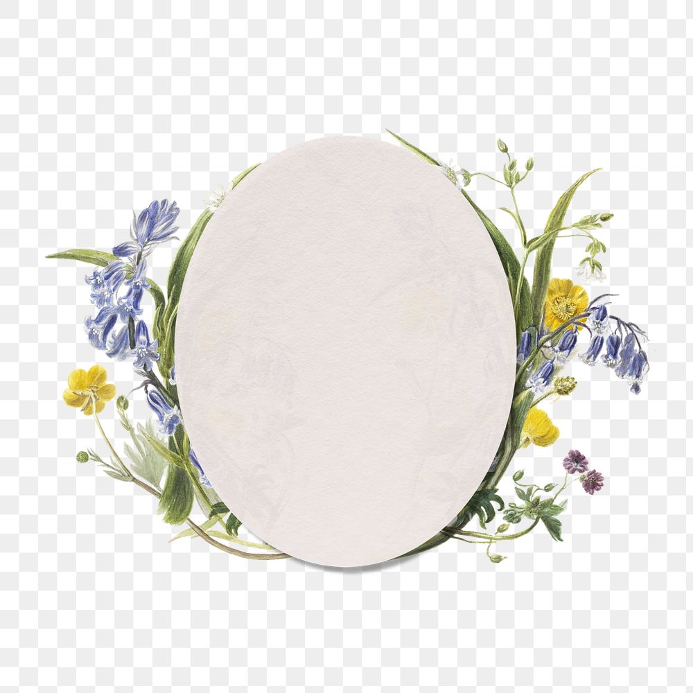 Floral oval frame png element, editable geometric shape