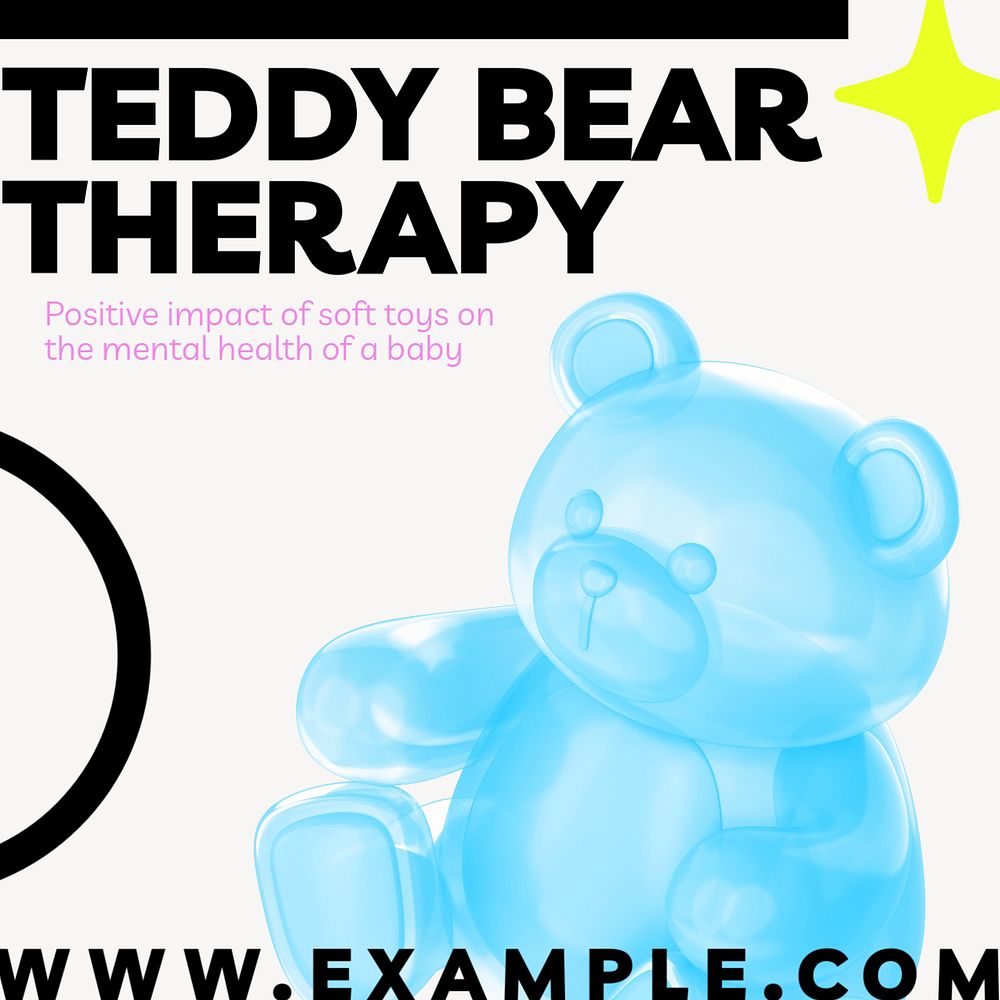 Teddy bear therapy Instagram post template, editable text