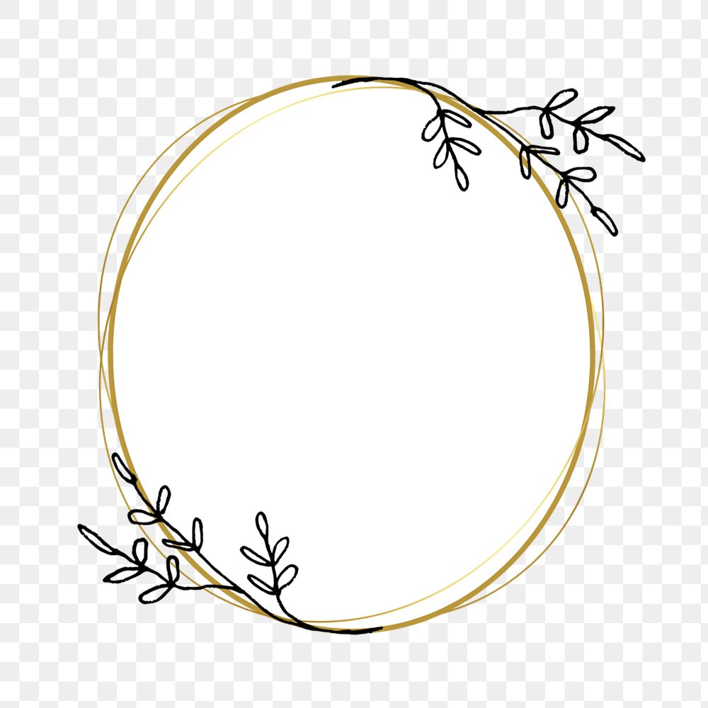 Editable gold frame png element, oval shape