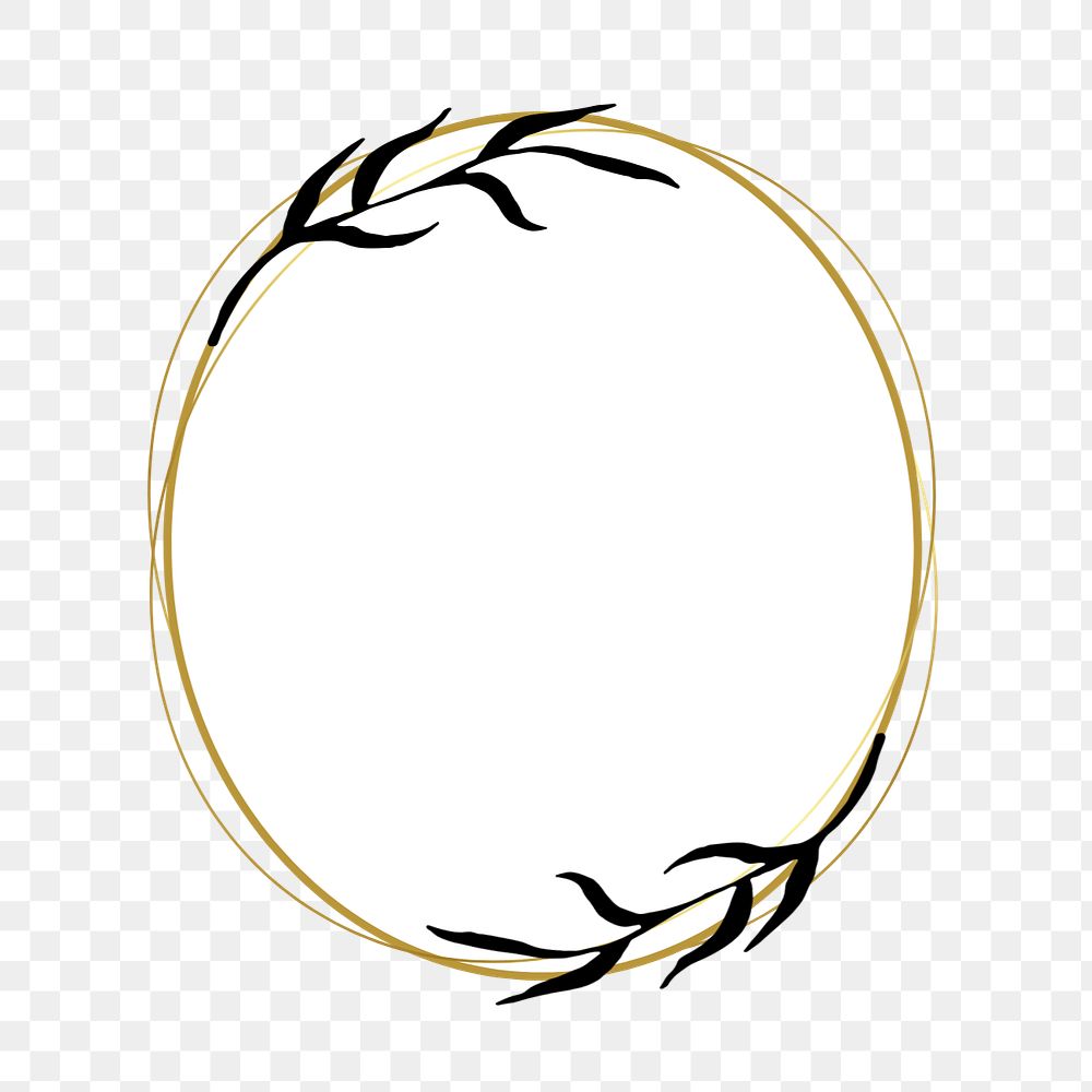 Editable gold frame png element, oval shape