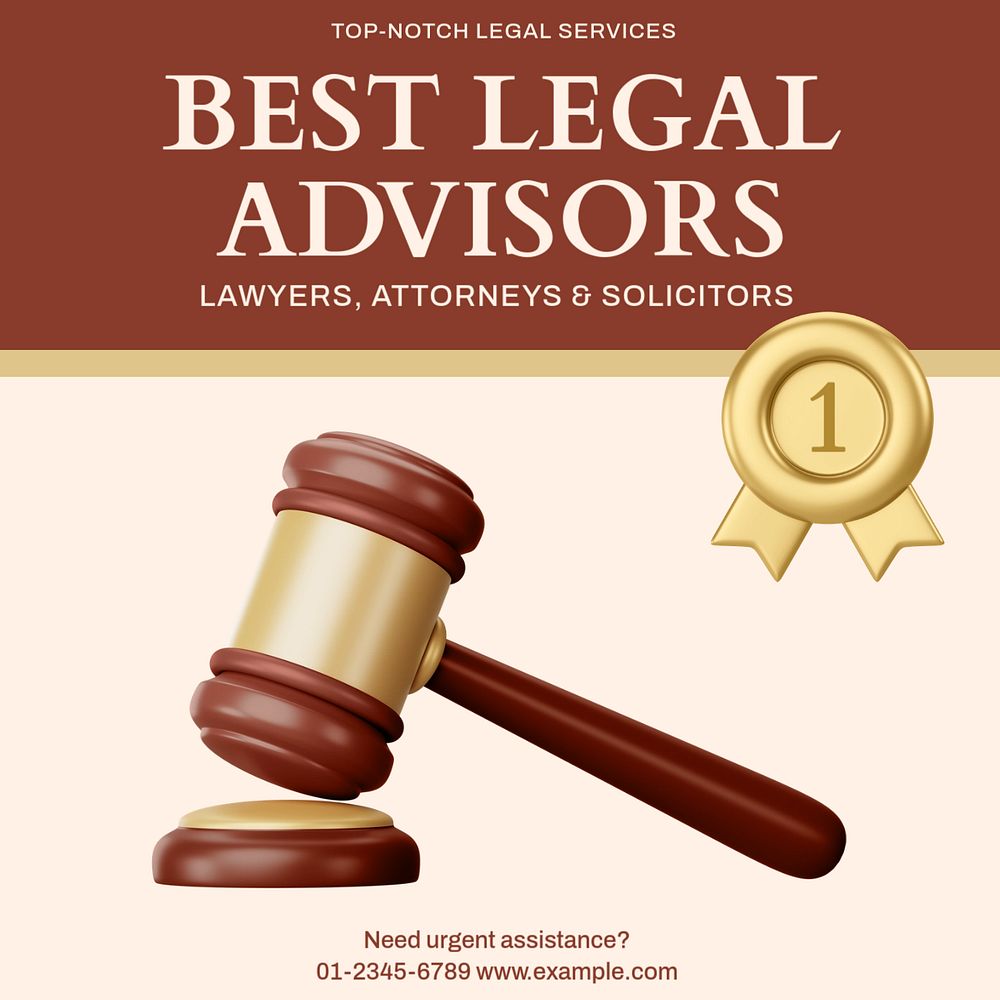 Legal advisors Instagram post template, editable text