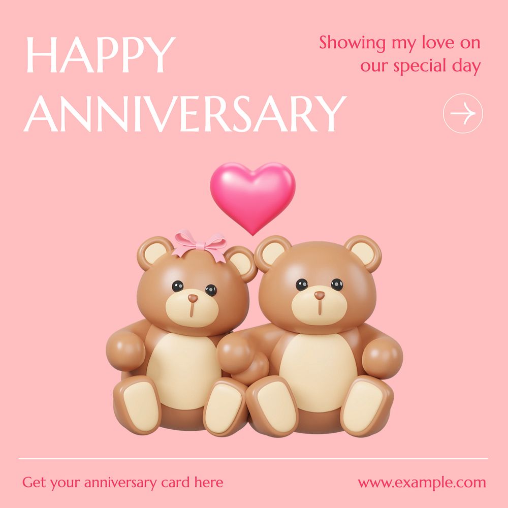 Happy anniversary Instagram post template, editable text