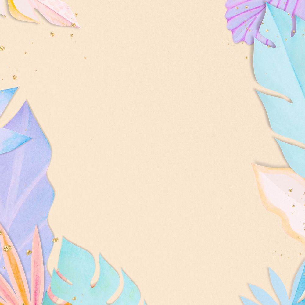 Paper craft leaf frame background, editable design