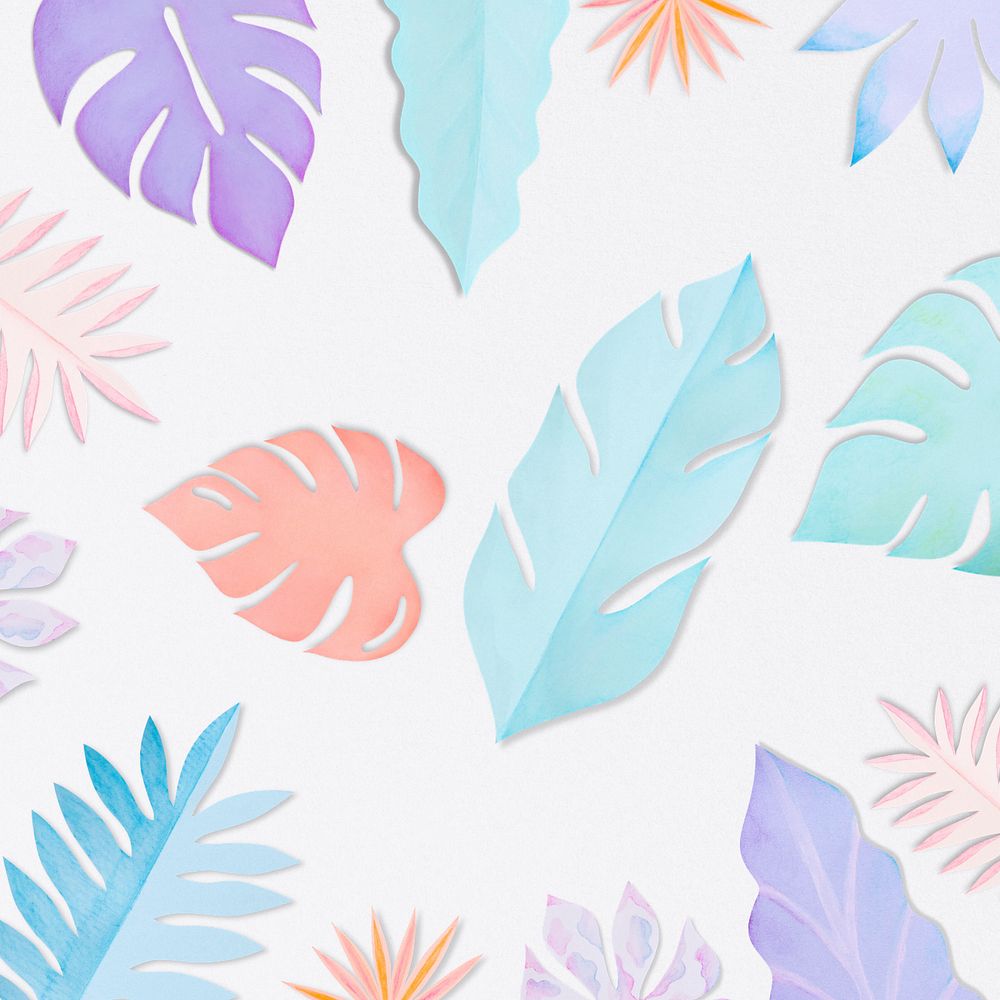 Colorful paper craft leaf background, editable design