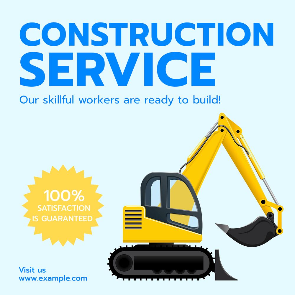 Construction service Instagram post template, editable text