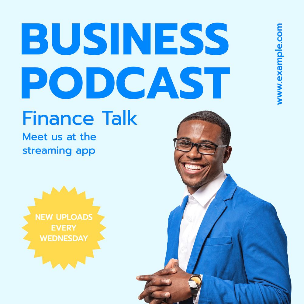 Business podcast Instagram post template, editable text