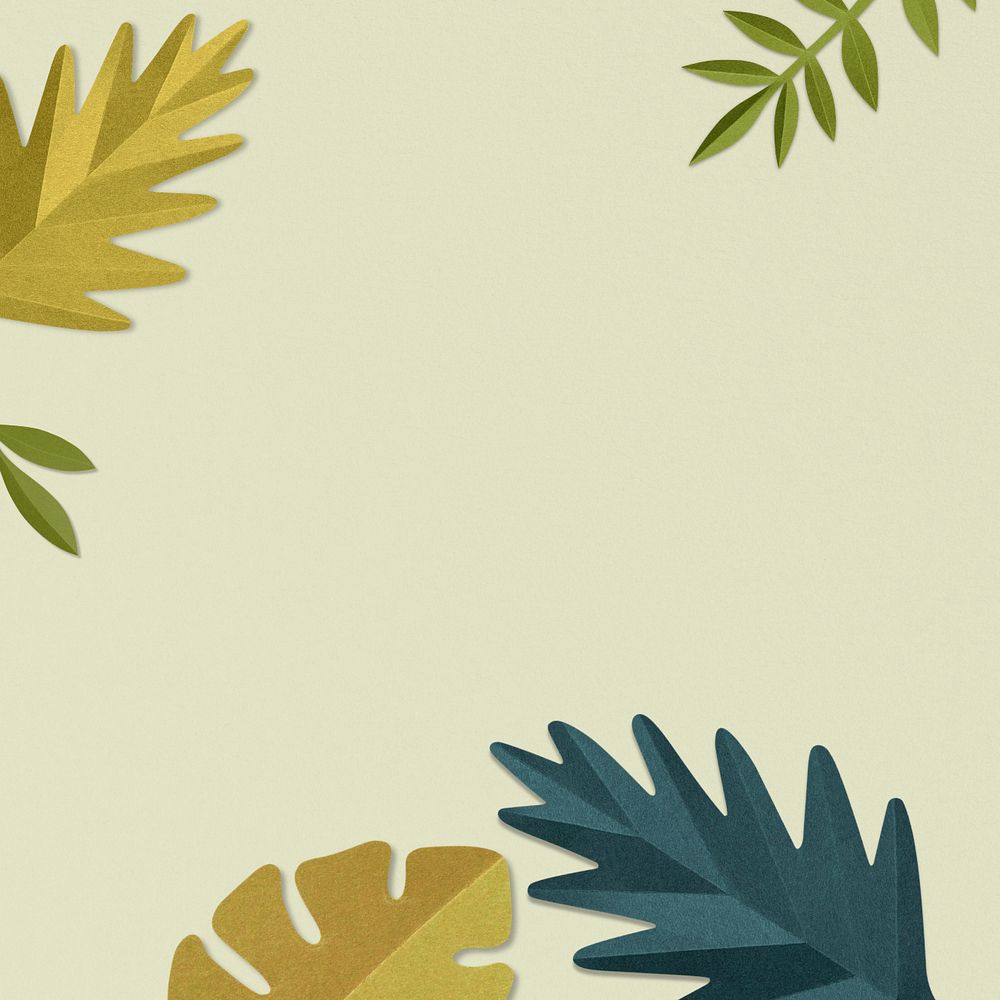 Paper craft leaf frame background, editable design