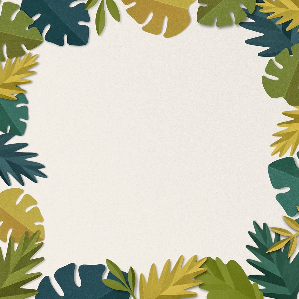 Paper craft leaf frame background, editable design