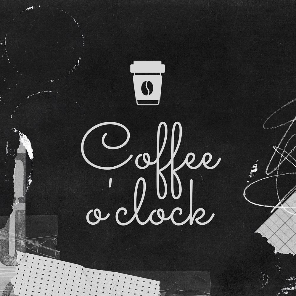 Coffee o' clock Instagram post template, editable text