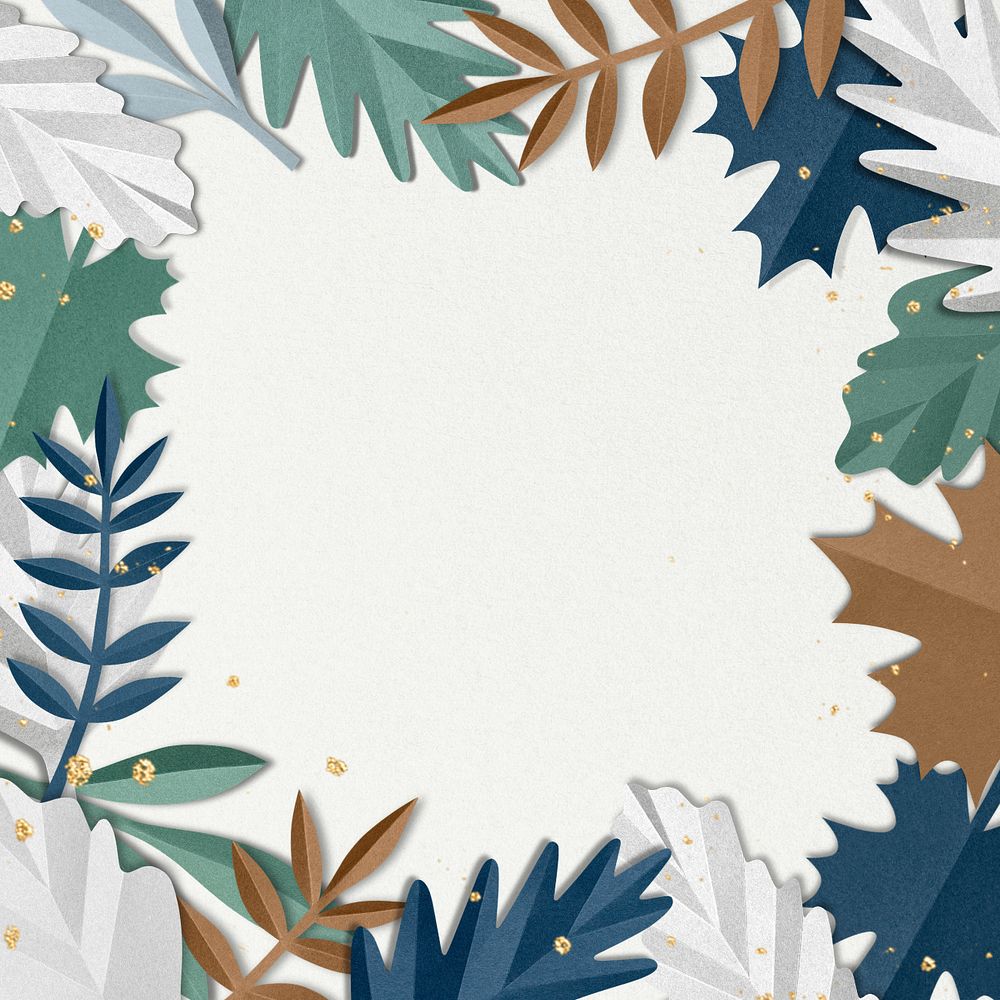 Paper craft leaf frame background, editable design