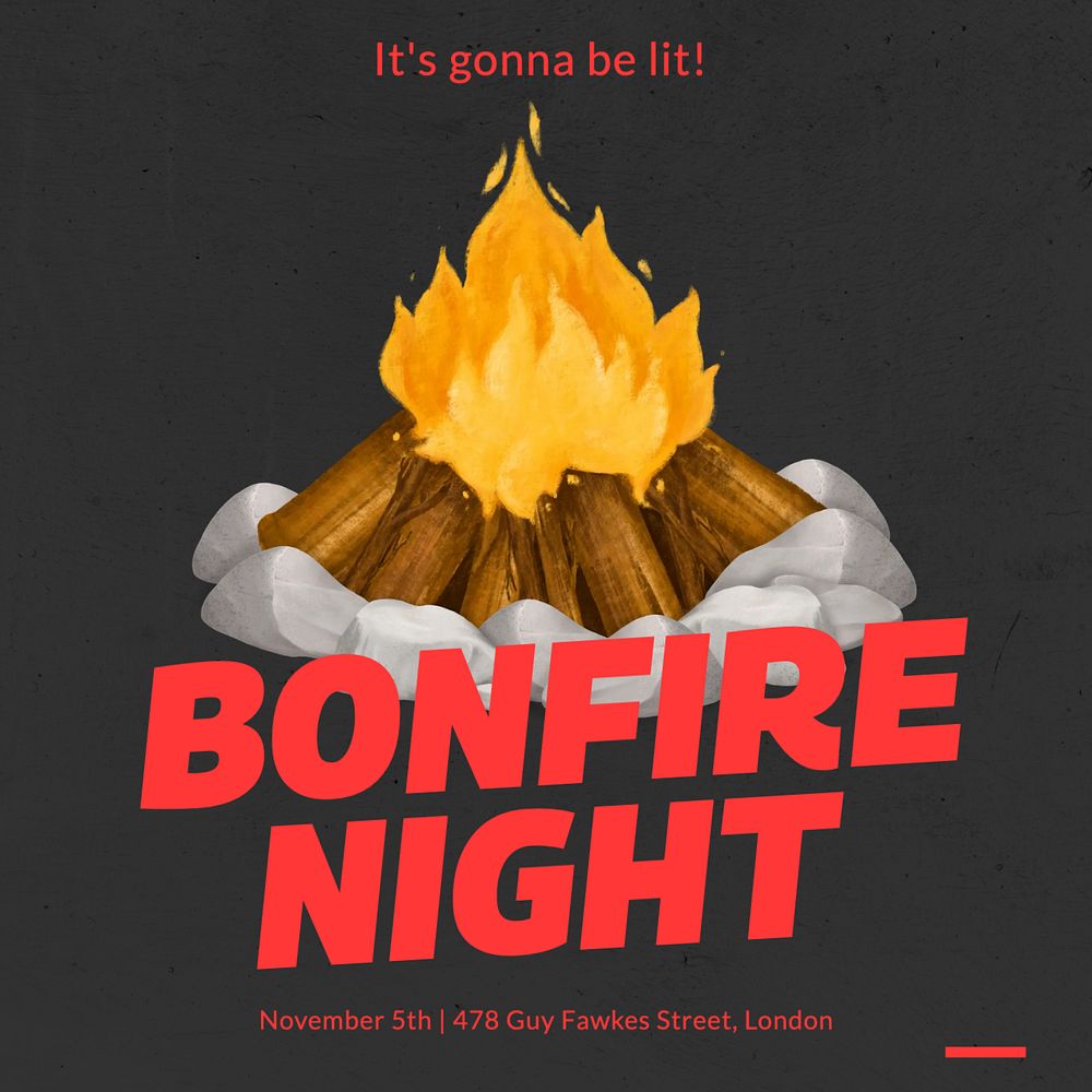 Bonfire night Facebook post template, editable design