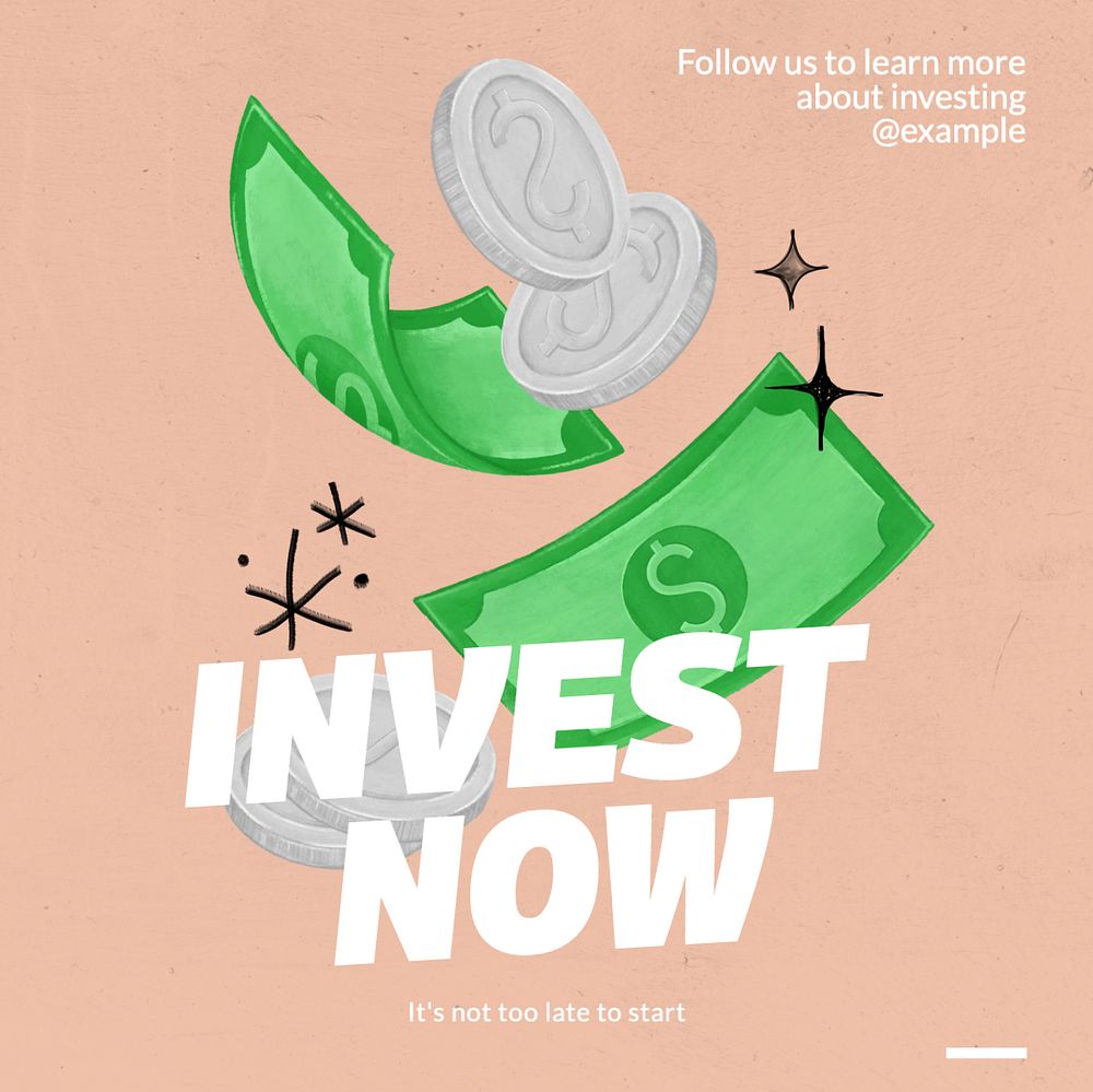 Money investment Instagram post template, editable text