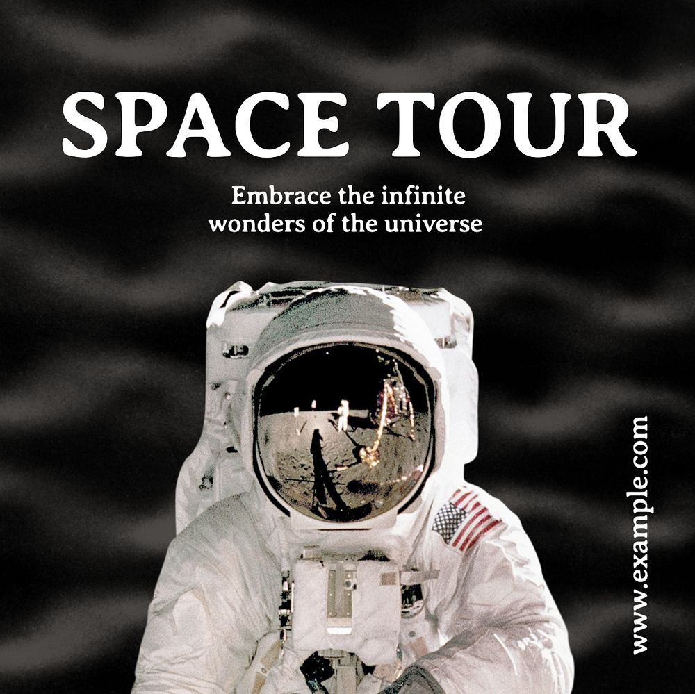 Space tours Instagram post template, editable text