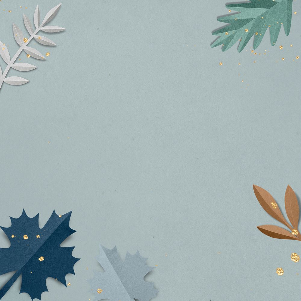 Paper craft leaf frame background, editable design