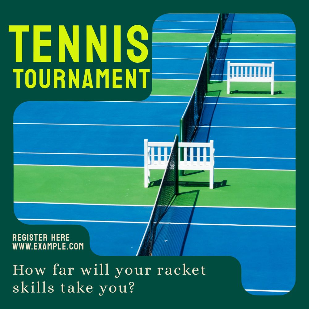 Tennis tournament  Instagram post template, editable text