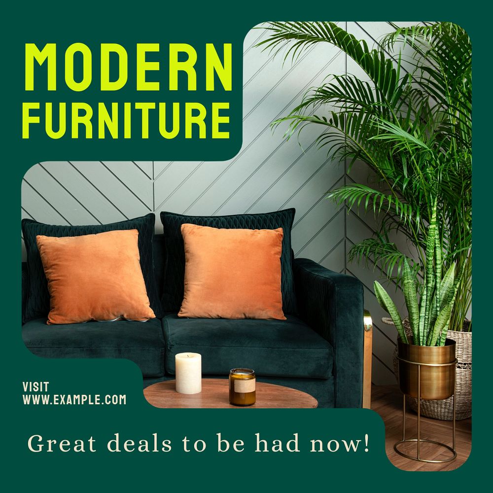 Modern furniture  Instagram post template, editable text