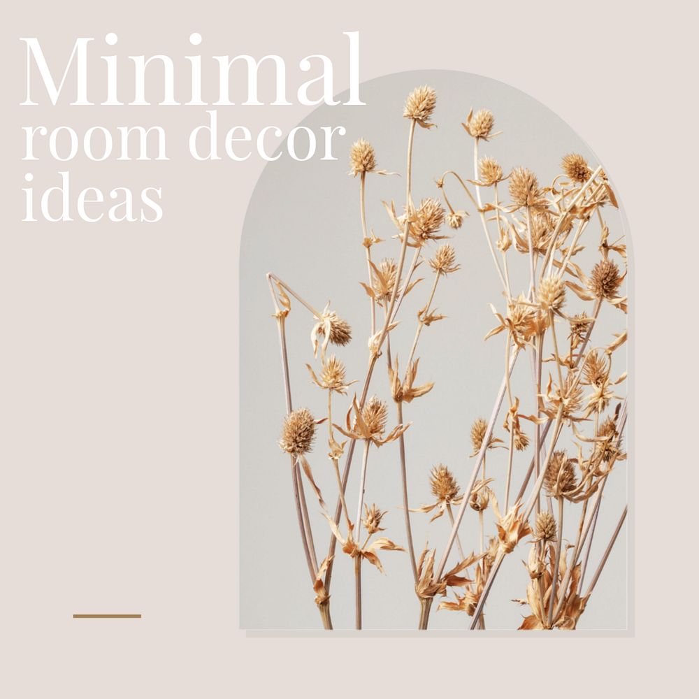 Minimal room decor post template, editable text for social media